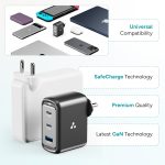 Ambrane 70W Fast Charging Adapter Gan Charger,3 Ports (2 Type C & 1 USB),BIS Certified,for iPhone 16/15/14 Samsung,Type C Laptops: MacBook,Dell,ASUS,Fast Charger PD Technology (Charge 70),Black - Image 6