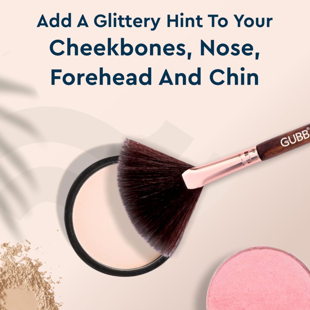 GUBB Synthetic Bristle Fan Brush - Brown - Professional Makeup Brush for Precise Highlighting, Contouring, and Blending - Soft and Luxurious Bristles for Effortless Application - Ideal for Makeup Enthusiasts and Professionals - Image 8