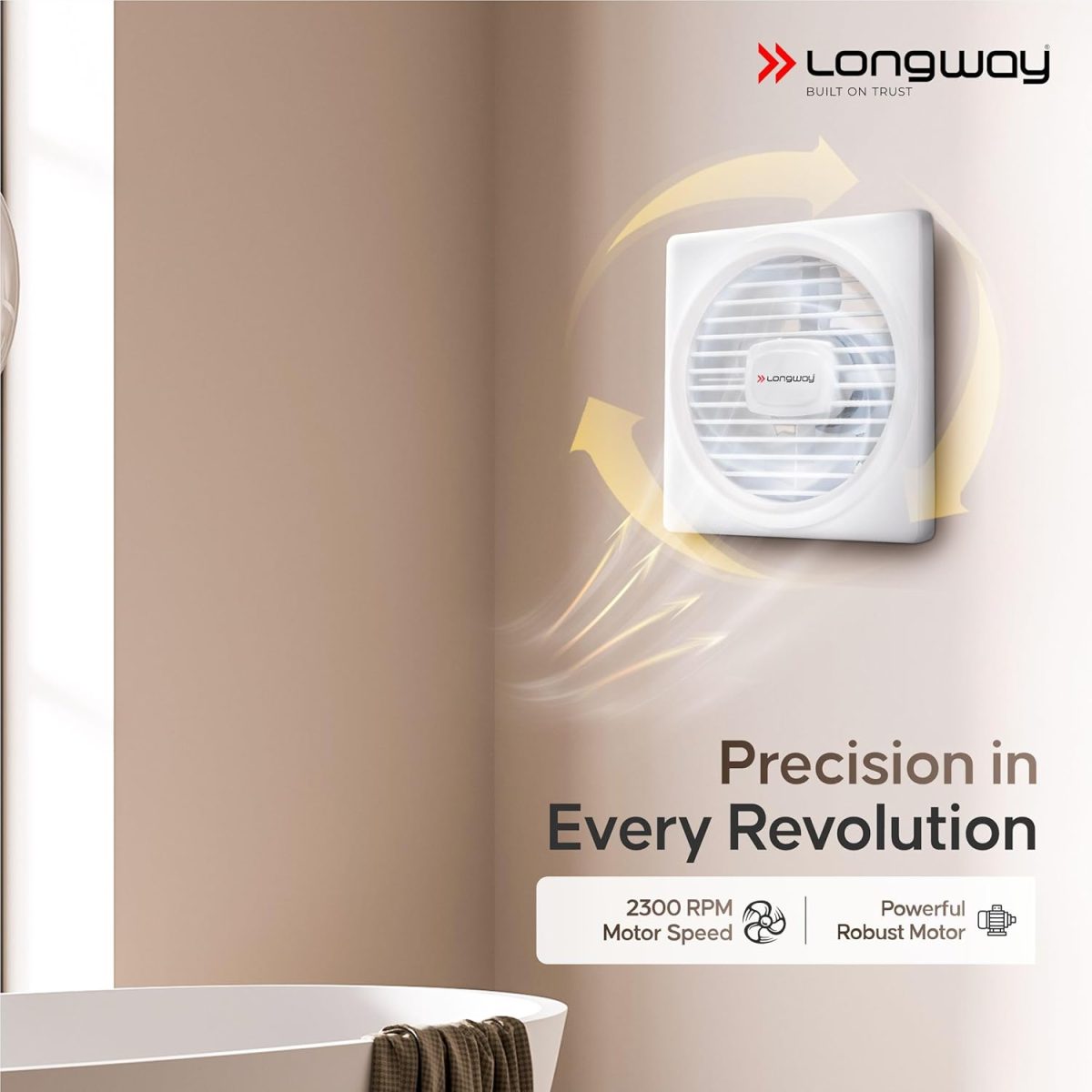 LONGWAY Gusto 6 Inch 150 MM Ventilation Exhaust Fan | High Speed Powerful Motor | Suitable for Bathroom, Kitchen, Office (White) - Image 4