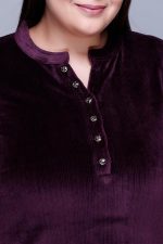 In Love Women's Plus Size Velvet Kurti - Warm Full Sleeve Solid Color Winter Wear - Image 7