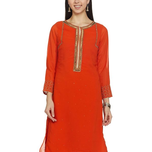 W for Woman Women's Synthetic Straight Fit Straight Kurta