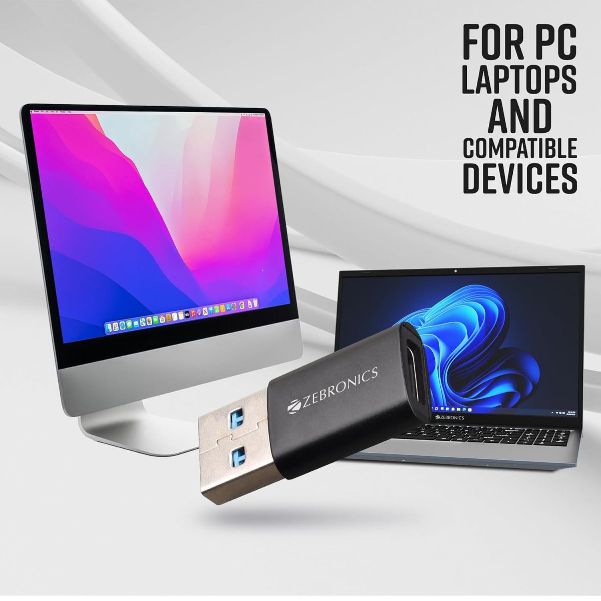 ZEBRONICS CTA1 USB Type C to Type A Converter, USB 3.0, High-Speed Data Transfer, Backward Compatibility, Plug and Play, for Laptops | PC | Compatible Devices - Image 7