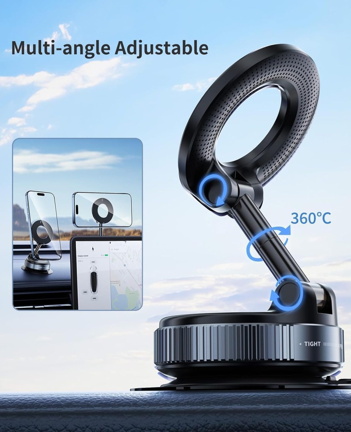 LiCB 360° Vaccum Magnetic Phones Holder, Magnetic Car Phone Mount, Hands-Free Suction Cup Phones Holder for Car/Gym/Mirror/Shower, Car Mount Compatible with All Mobile - Image 2