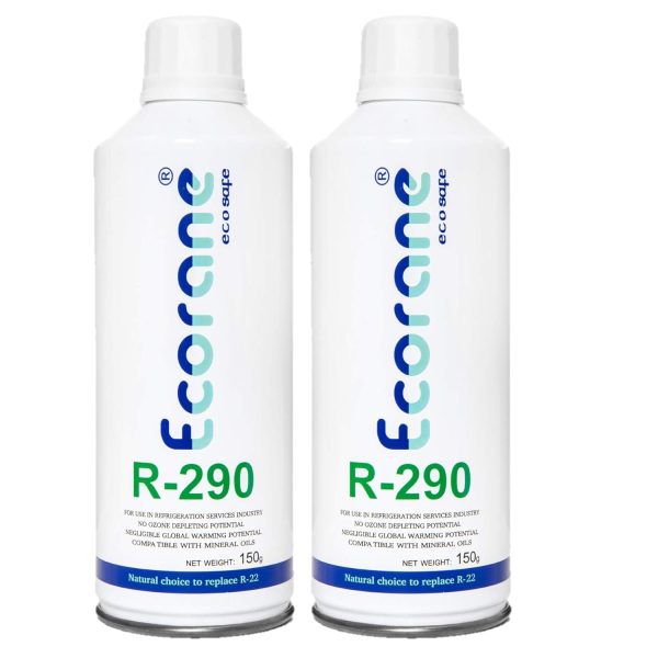 ECORANE® Portable High Purity Good Propane r290 refigerant Gas Cylinder Canister Suitable for use in a Range of Refrigeration and air Conditioning Applications. (150gm) (2)