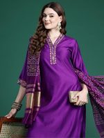 INDO ERA Silk Women's Liva Solid Straight Kurta & Pant With Dupatta Set (KH1PR9632) - Image 2