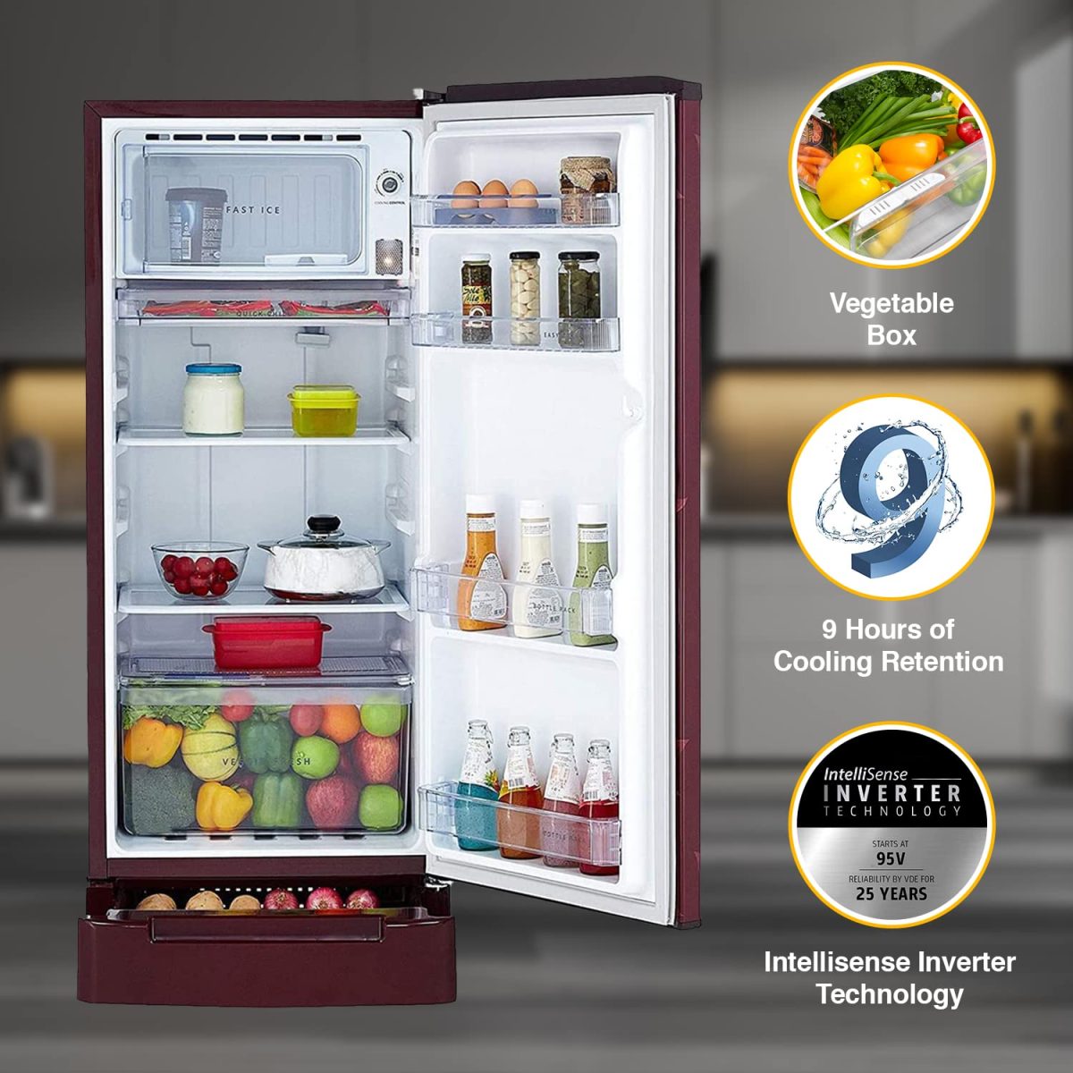 Whirlpool 184 L 4 Star Inverter Direct-Cool Single Door Refrigerator (205 WDE ROY 4S Inv WINE RADIANCE-Z, Base Stand with Drawer, 2023 Model) - Image 4