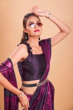 Garden Vareli Satin Crepe Saree With Unstitched Blouse Piece - Image 5
