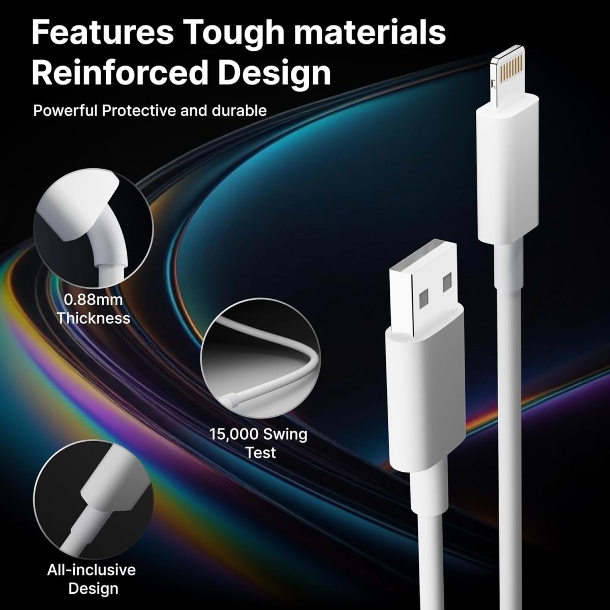 AILKIN USB to Lightning Cable 27W [MFi Certified + 2 Years Warranty*] Fast Charger iPhone Cable for iPhone 14/13/12/11/X/XS/XR/8/Plus, iPad Mini/Pro/Max, USB Type-A Power Delivery Cord (Pack of 1) - Image 5