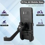 OTOROYS Metal CNC Bike Mount Holder Navigation 360 Degree Rotation Mirror Cradle for All Smartphones Bicycle, Motorcycle, Scooty (Black) - Image 3