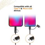 amazon basics 2-in-1 Type-C and Micro USB Braided Cable | 3A/18W Fast Charging & 480 Mbps Data Transfer | 1.2m, Tangle Free Cable - Image 4
