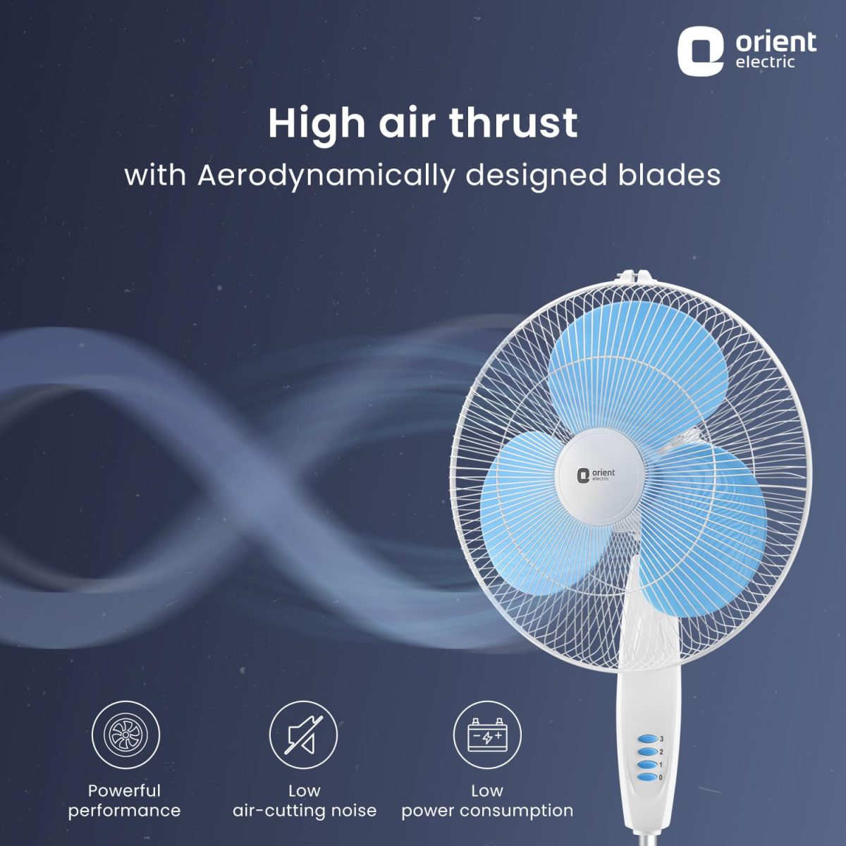 Orient Electric Stand-82 400 MM Oscillating Pedestal Fans | Stand Fan with Tilt Mechanism | High Air Delivery | Aesthetic Design with Telescopic Arrangement | 2 Year Warranty by Orient, Sky Blue - Image 3