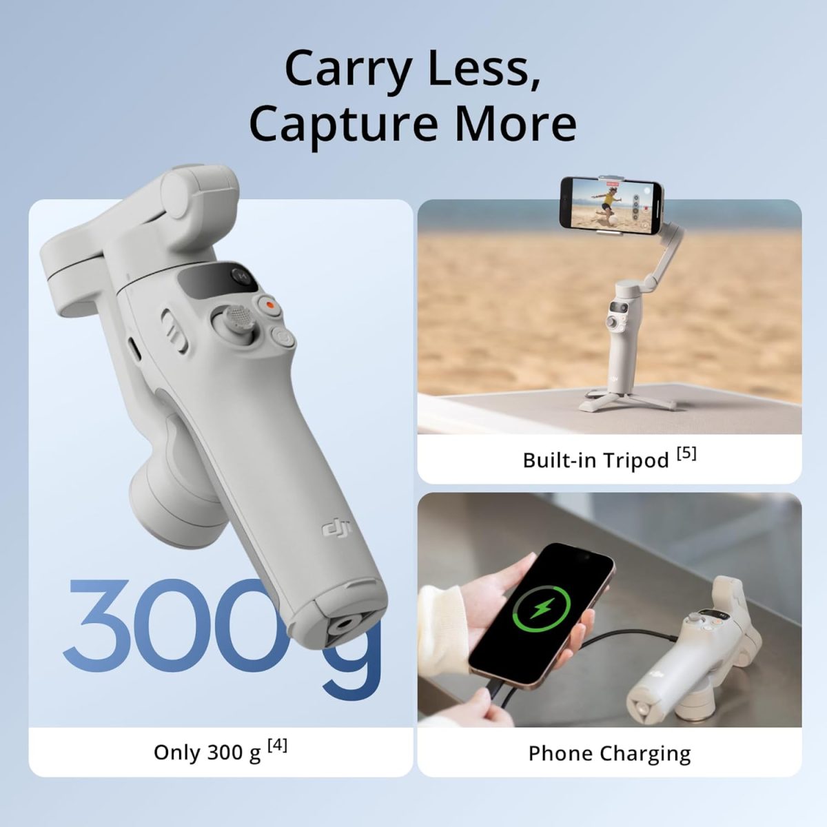 DJI Osmo Mobile 7 Gimbal Stabilizer for iPhone, Android, Built-in Tripod, Ultra-Light, 3-Axis Phone Gimbal,Activetrack 7.0,One-Tap Edit,Phone Charging Vlogging Stabilizer YouTube Video, White - Image 6
