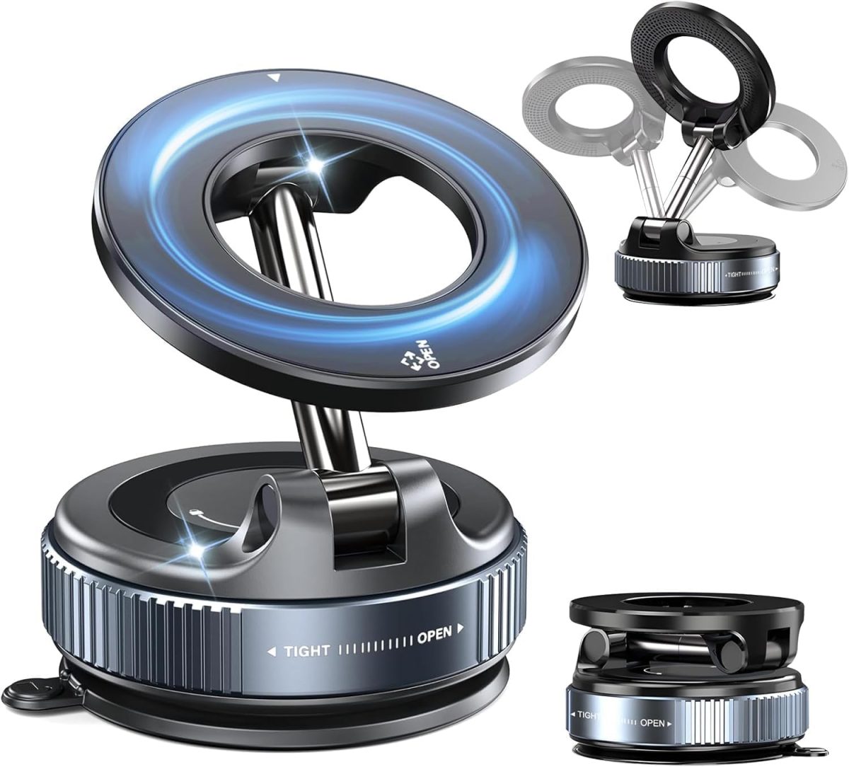 LiCB 360° Vaccum Magnetic Phones Holder, Magnetic Car Phone Mount, Hands-Free Suction Cup Phones Holder for Car/Gym/Mirror/Shower, Car Mount Compatible with All Mobile
