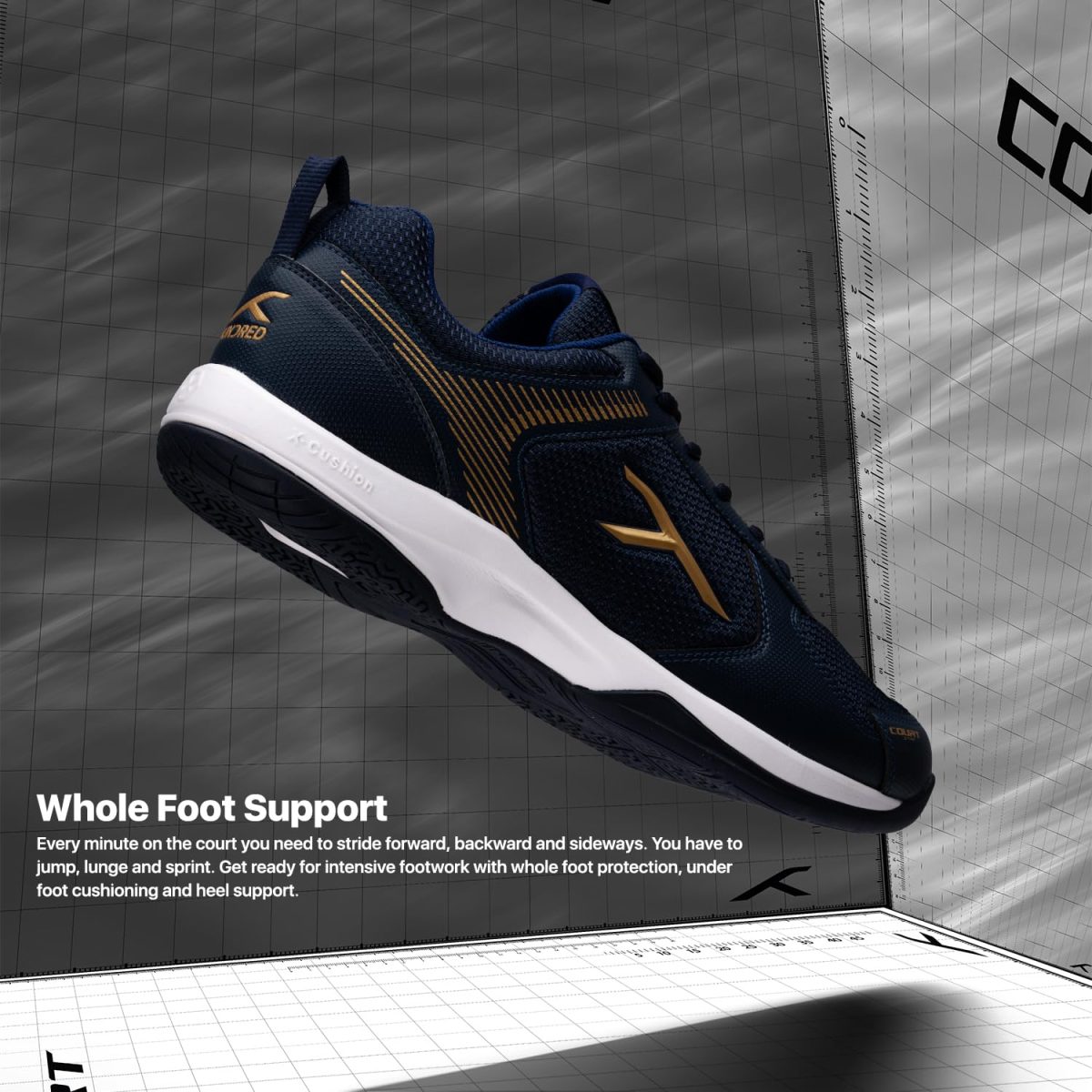 HUNDRED Court Star Badminton Shoes (Non Marking) | Also Perfect for Squash, Table Tennis, Volleyball, Basketball & Indoor Sports | Lightweight & Durable | X-Cushion Protection - Image 2