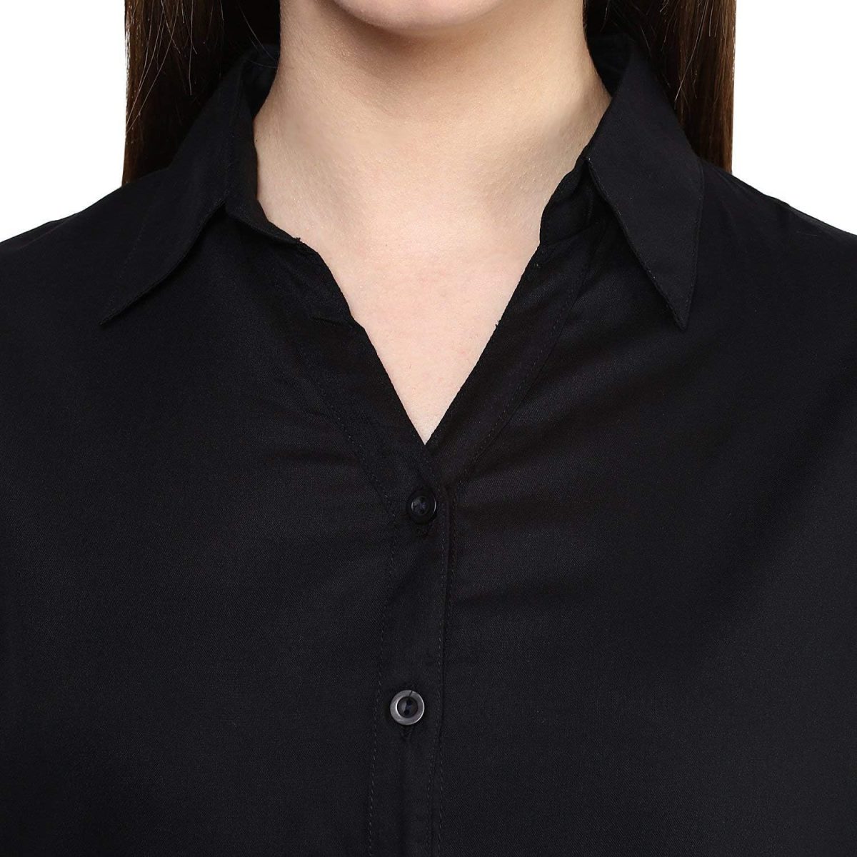Leriya Fashion Women Crepe Solid Regular Fit Long Tops Oversized Shirt - Image 4