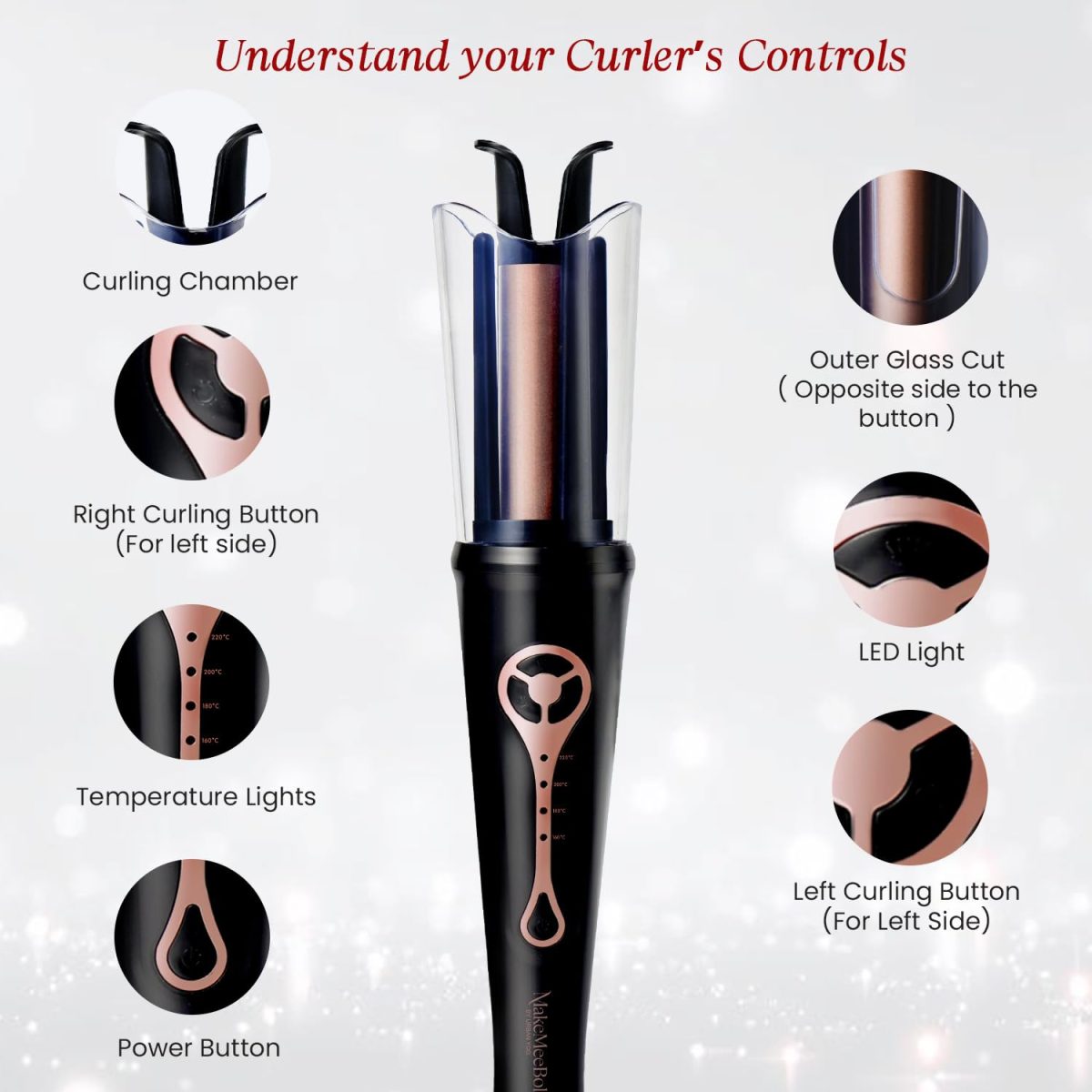 Urban yog MakeMeeBold Automatic Hair Curler| Easy Two-Way Curling Iron with 4 Temperature Settings | Anti-Scald Design, Quick Curls in 10-15 Min, Tangle-Free, Ceramic Coating, 360° Swivel Cord - Image 7