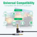 AGARO 3.5mm Audio Cable Stereo Aux 90 Degree Right Angle Aux Cable 24K Gold Plated Male to Male Hi-Fi Sound for Car, Home Stereos, Speakers & More 1M/ 100CM/ 3.2 Ft, Silver & Black, (33664) - Image 4
