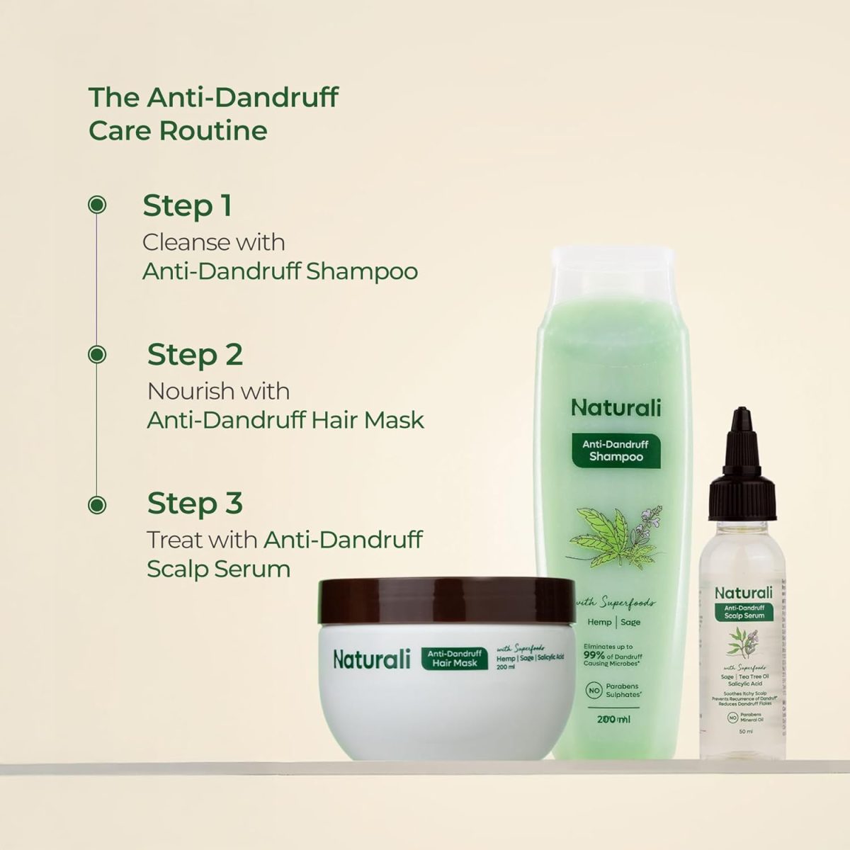 Naturali Anti Dandruff Shampoo Up To 100% Relief with Salicylic Acid | No Sulfate No Paraben | Anti Dandruff Shampoo for Man & Women | 200 ml - Image 6