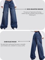 GRECIILOOKS Women's Regular Fit High Rise Pant Baggy High Waist | Bell Bottom Jeans - Image 4