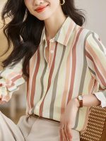 SheWill Women’s Orange Landscape Print Crepe Shirt – Stylish Western Long Shirt with Spread Collar| Shirt for Women Stylish Western | Long Shirt for Women - Image 2