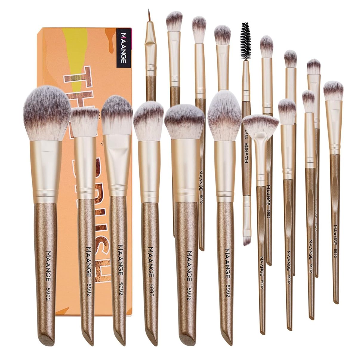Makeup Brushes ,MAANGE 18 Pcs Professional Makeup Brushes Set Premium Synthetic Foundation Face Powder Blush Eye Shadows Travel Make Up Brushes with gift box