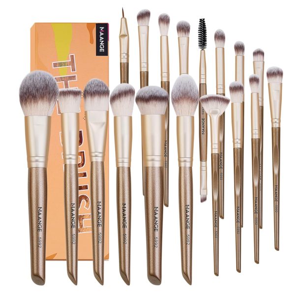 Makeup Brushes ,MAANGE 18 Pcs Professional Makeup Brushes Set Premium Synthetic Foundation Face Powder Blush Eye Shadows Travel Make Up Brushes with gift box