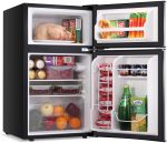 LEONARD USA 115 L Inverter Double Door Mini Fridge Small Refrigerator with Separate Deep Freezer Compartment & Interior Light for Home, Office or Bar (Based on American Technology) (Black & Silver)