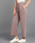 Alan Jones Clothing Women's Relaxed Fit Mid Rise Solid Wide Legs Track Pant - Image 3
