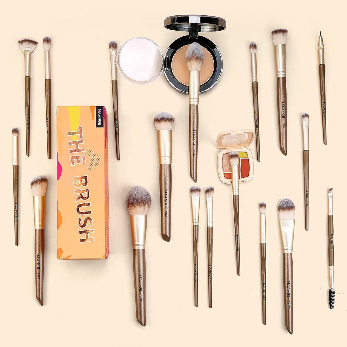Makeup Brushes ,MAANGE 18 Pcs Professional Makeup Brushes Set Premium Synthetic Foundation Face Powder Blush Eye Shadows Travel Make Up Brushes with gift box - Image 6
