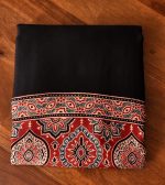 MotiBa Women's Ajrakh Printed Soft Silk Saree with Paisley Border, Traditional Printed Design - Image 3