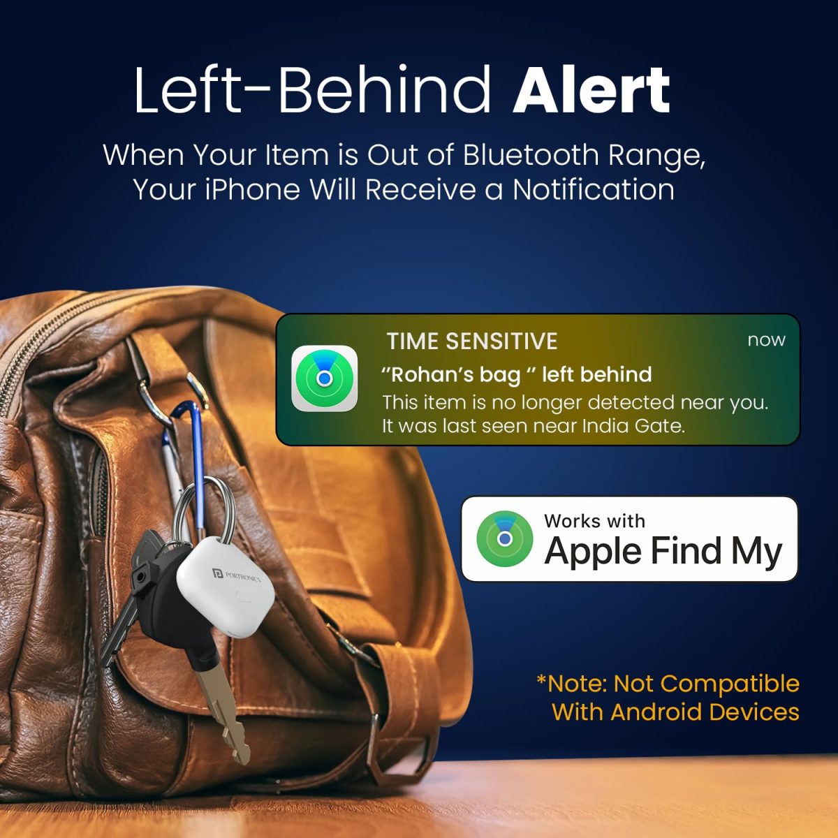 Portronics Worldtag Item Finder with Upto 1 Year Battery Life, Bluetooth Tracker,MFi Certified, Item Locater for Keys, Wallets, Luggage, Pets, Gadgets etc,Only iOS Compatible with Apple Find My App - Image 6
