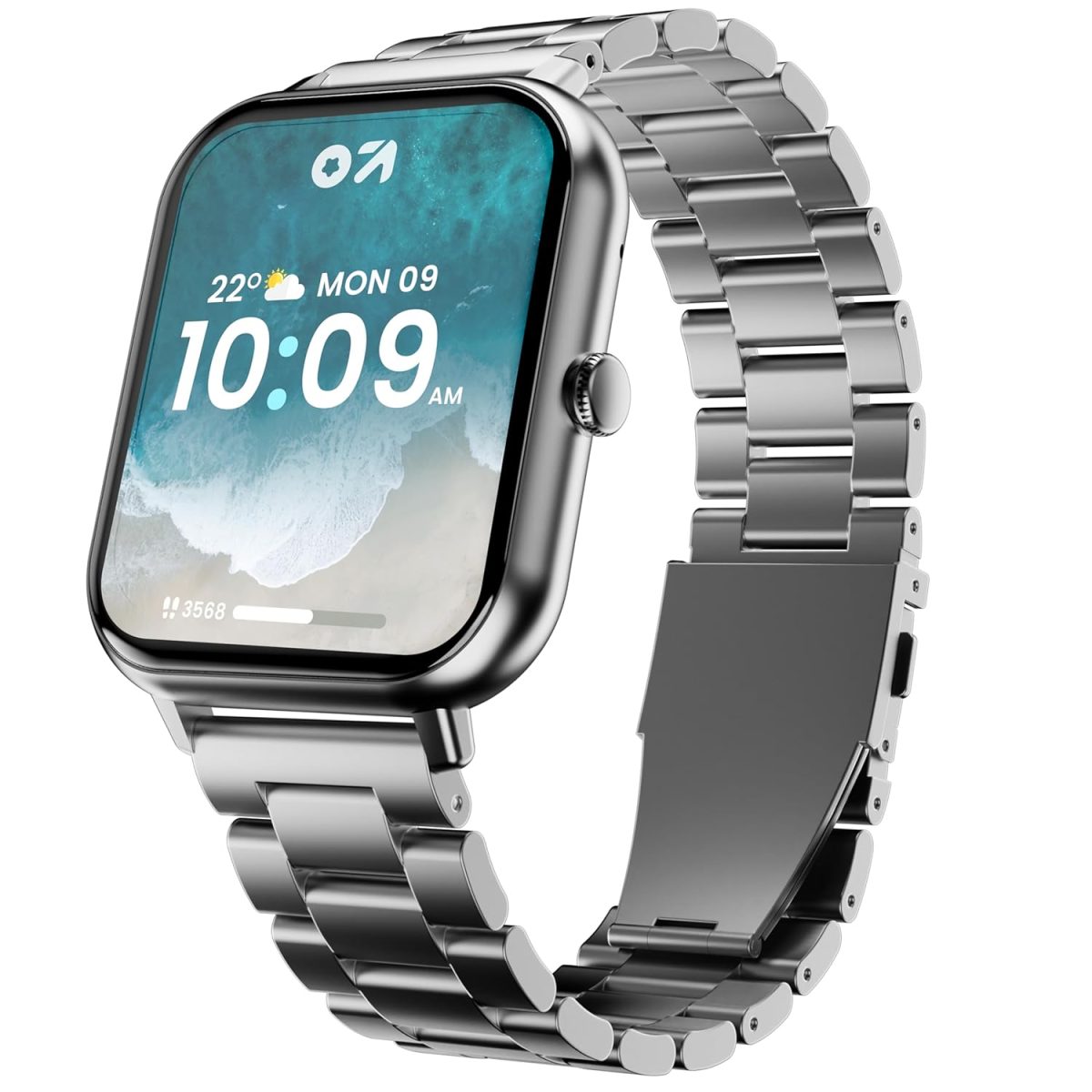 GOBOULT Drift+ Smart Watch 1.85''HD Screen, Bluetooth Calling, IP68, 500 Nits Brightness,150+ Watchfaces, AI Voice Assistant, SpO2 Monitoring, 100+ Sports Mode Smartwatch (Chrome)