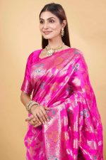 Sugathari Women's Rama Green kanjivaram banarasi silk saree for Patola festival Wedding silk with rich pallu Design sarees for women with blouse piece (San JM) - Image 4