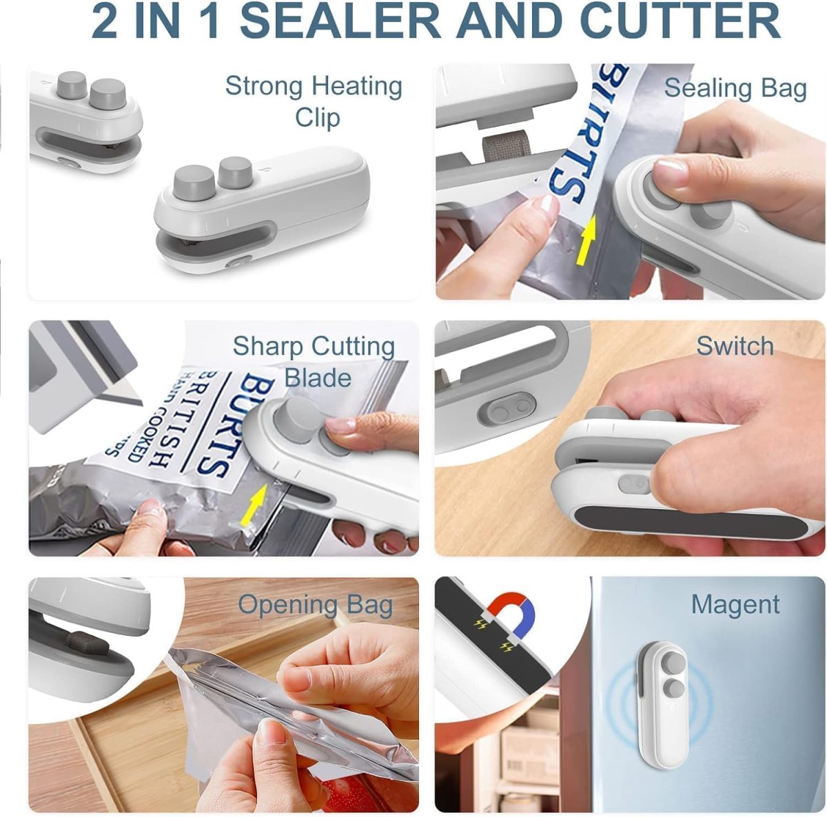 MOROVIK Sealing Clip - Portable Mini Sealing Machine Handheld Packet Sealer for Food, Snacks, Chips, Fresh Storage, Plastic Bag Sealing Machine (1) - Image 6