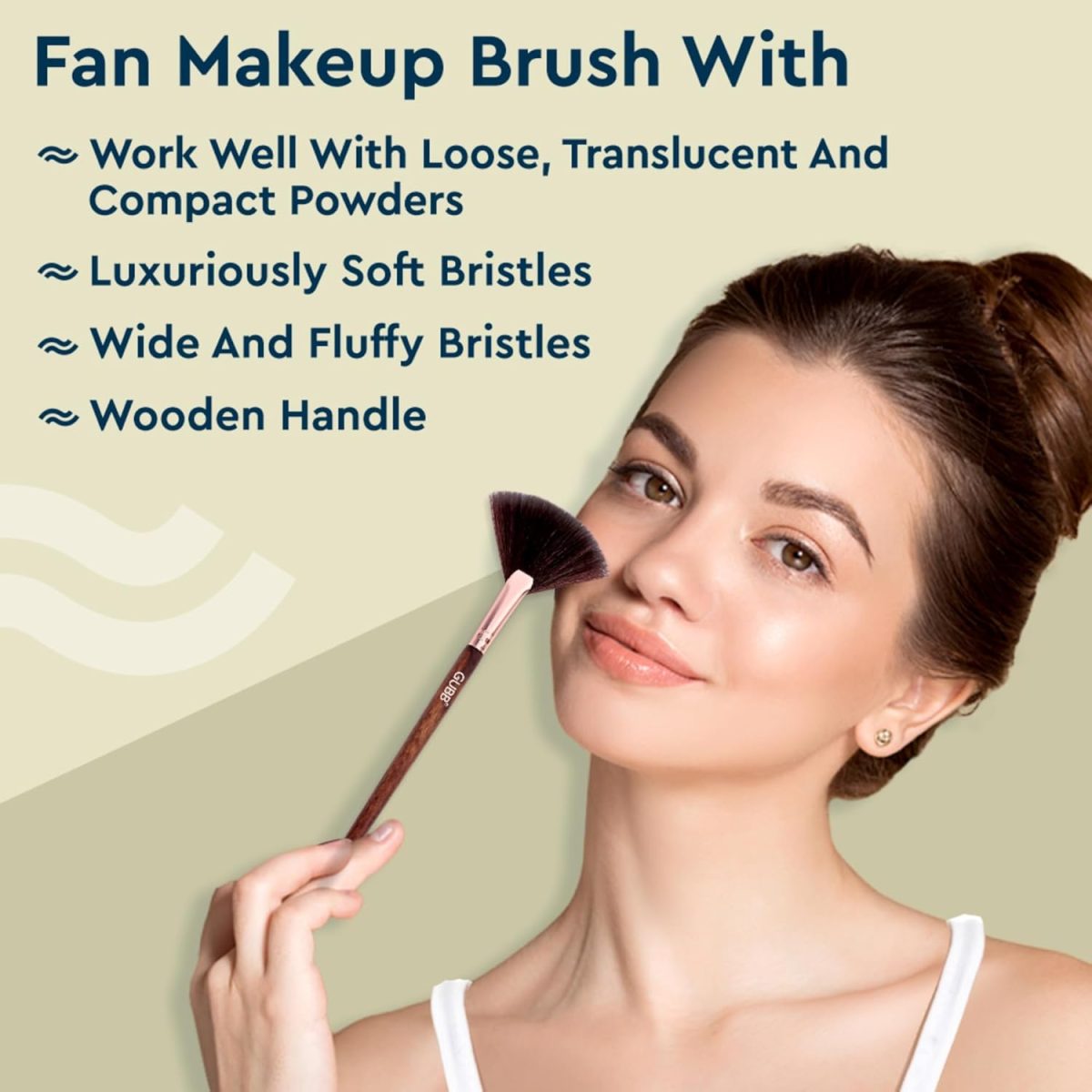 GUBB Synthetic Bristle Fan Brush - Brown - Professional Makeup Brush for Precise Highlighting, Contouring, and Blending - Soft and Luxurious Bristles for Effortless Application - Ideal for Makeup Enthusiasts and Professionals - Image 5