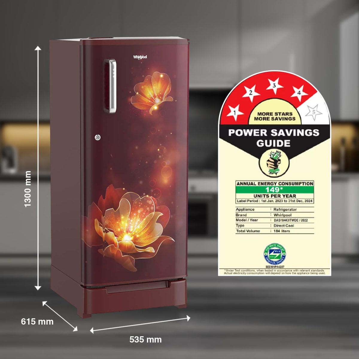 Whirlpool 184 L 4 Star Inverter Direct-Cool Single Door Refrigerator (205 WDE ROY 4S Inv WINE RADIANCE-Z, Base Stand with Drawer, 2023 Model) - Image 2