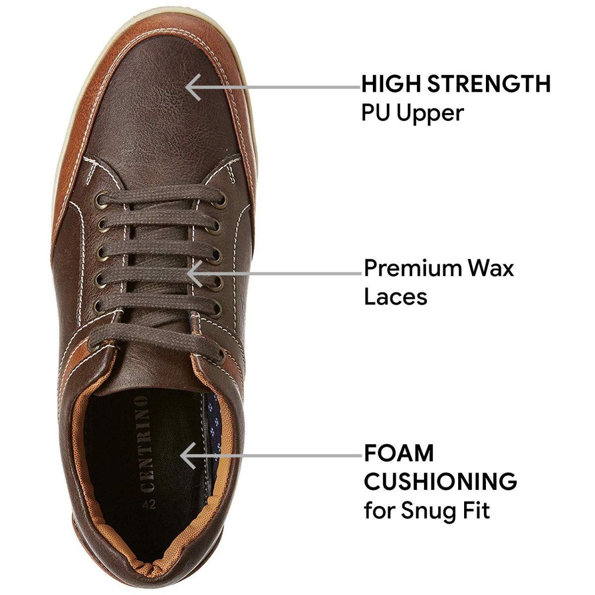 Centrino Men's Causal Sneakers | Sneakers for Men | Lace-Up Design | Rounded Front | Branded Casual Shoes with Soft Cushioned Insole | Fashion Sneakers| Anti Skid Sole (3322) - Image 3