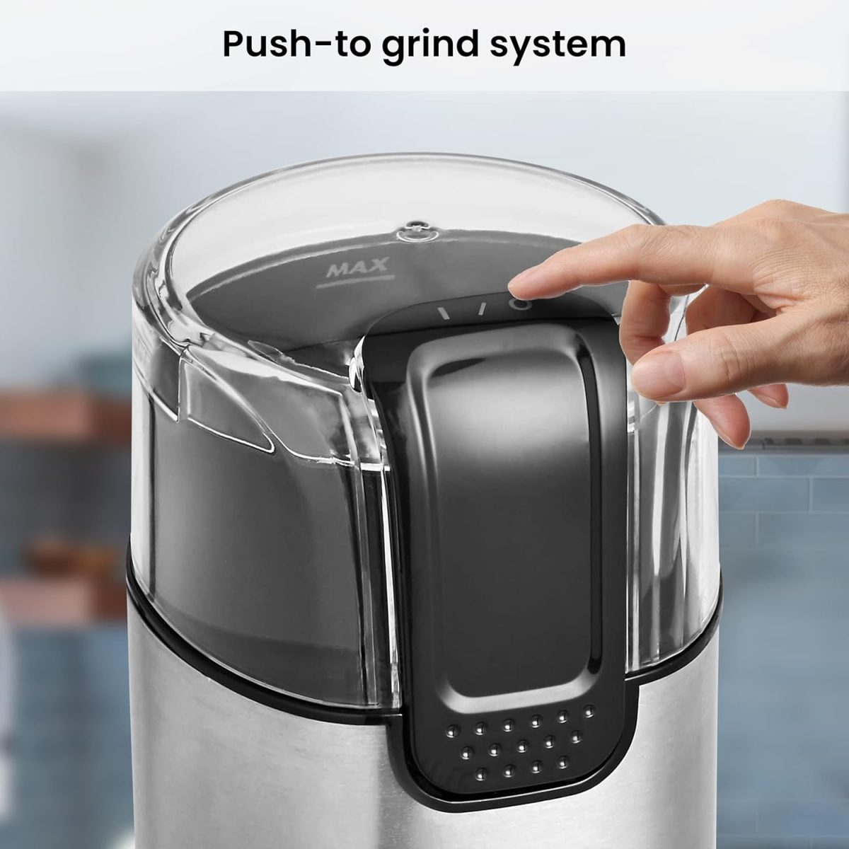AGARO Grand Electric Coffee Grinder, Stainless Steel Blades, Grinds up to 60 Grams Dry Coffee Beans, Portable, Silver - Image 3