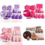 Soft Makeup Puff Set with Headband and CLEAN Pad 20 Pcs | Beauty Sponge Set in 4 Pastel Colors | Teardrop & Flat Blenders for Foundation, Powder, and Creams | Complete Face Makeup Tool Kit for Flawless Application