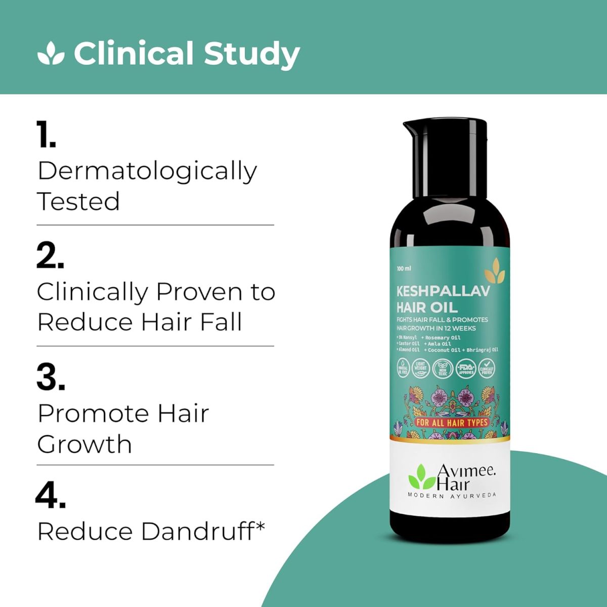 Avimee Herbal Keshpallav Hair Oil For Men & Women | Promotes Hair Growth & Reduces Hair Fall | With Rosemary, Castor, Amla, Coconut and Bhringraj Oil | Mineral Oil Free (Pack of 2) - Image 4