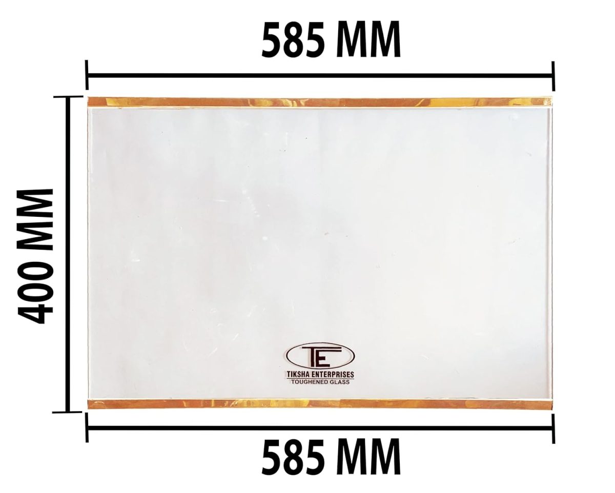 TIKSHA ENTERPRISES TOUGHENED Glass (585=585) 400 MM Compatible for Samsung Double Door Fridge RT 45-47 with Yellow Gold Bidding - Image 2