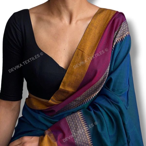 DEVIKA TEXTILES AVANI Border Narayanpeth Pure Handloom Cotton Sarees with Running Blouse Piece For Womens