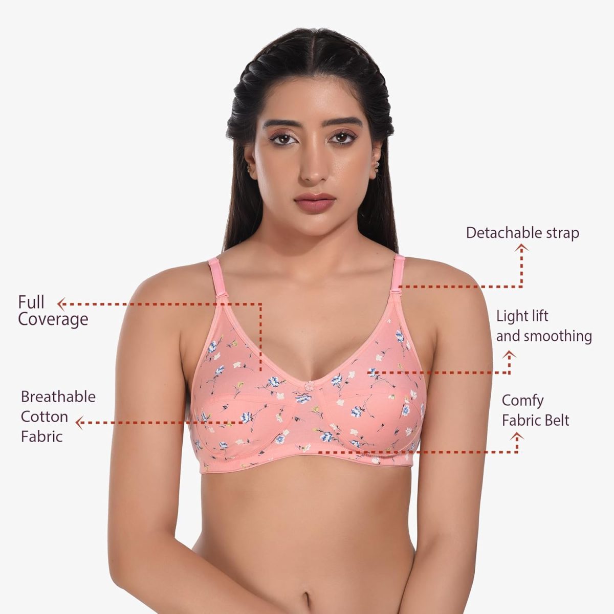 BRUCHI CLUB Women Non Padded Bra | Comfortable Bra for Daily Use | Best Everyday Bra | T-Shirt Bra for Daily Use Pack of 3 - Image 6