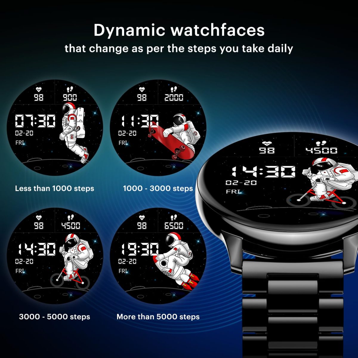 Noise Vortex Plus 1.46” AMOLED Display, AoD BT Calling, Sleek Metal Finish, 7 Days Battery Life, All New OS and with 100+ Watch Faces & Health Suite (Metal Black) - Image 10