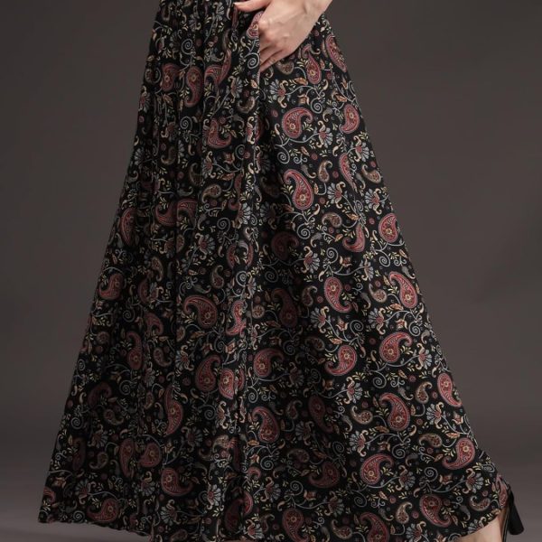 BADGER WINS Women Viscose Crepe Flared Printed Palazzo Elasticated Waist Loose-fit & Regular, Casual Wear (Free Size 28 to 42 Waist)