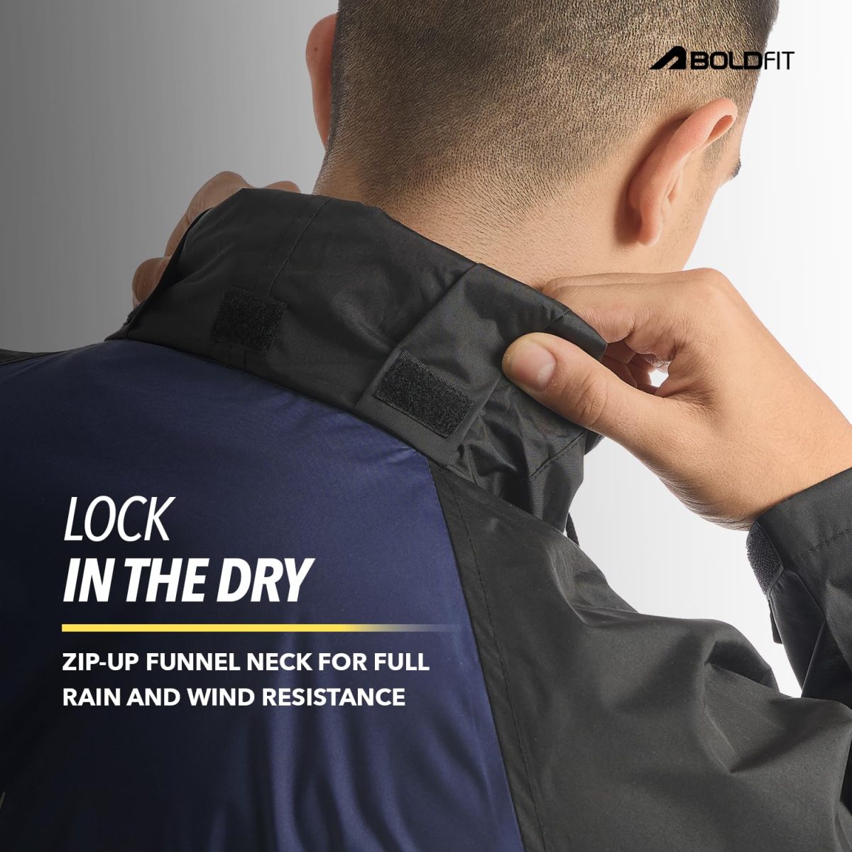 Boldfit Rain Coat For Men Waterproof Unisex Full Length Raincoat Long Raincoat For Women Top Easy Adjustable, Waterproof Bike Riding Poly Micro GuardianX - Image 6