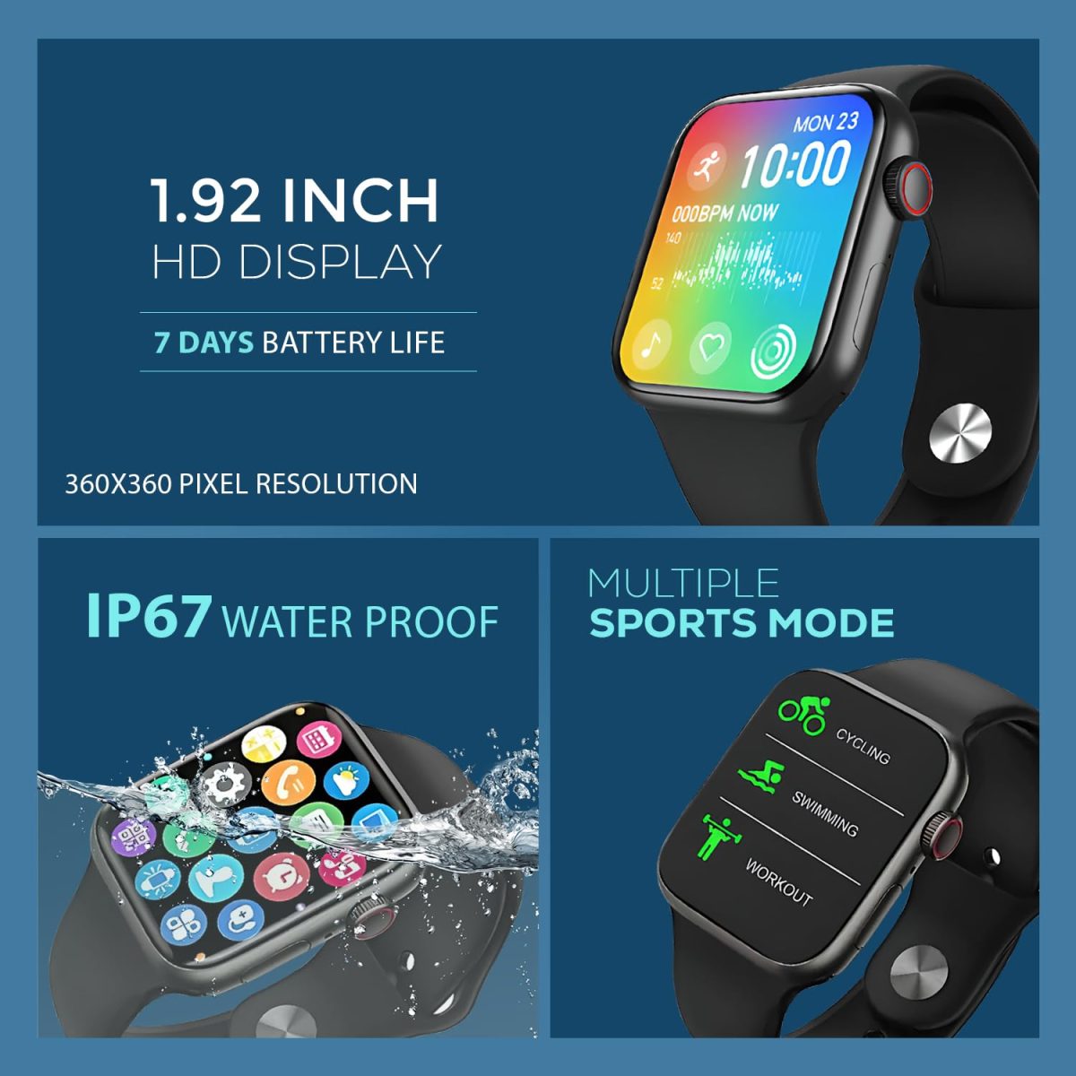 PunnkFunnk T500 Smart Watch for Men & Women | HD 1.83" Display | Bluetooth Calling | 100+ Sports Mode | Health Mode | Sleep Tracking | Compatible with All Android & iOS (Black Strap) - Image 6