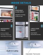 LEONARD USA 115 L Inverter Double Door Mini Fridge Small Refrigerator with Separate Deep Freezer Compartment & Interior Light for Home, Office or Bar (Based on American Technology) (Black & Silver) - Image 5
