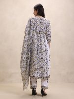 GRECIILOOKS Women's Jaipuri Printed Anarkali Kurta Set with Dupatta | Cotton Blend Long Flared Ethnic Dress for Festive - Image 4