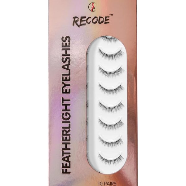 Recode RE06 Featherlight Faux Mink Eyelashes-Transparent Band,Pack of 10